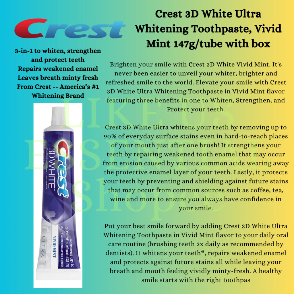 ☘️ Crest 3D Whitestrips & Toothpaste Dental Whitening | Supreme Bright | Pro Effects | 1 Hr Express | Vivid