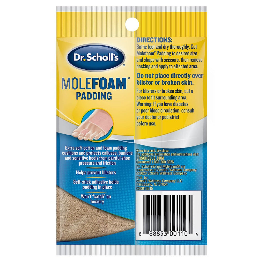 ☘️Dr. Scholl's Molefoam Padding 4 1/8” x 3 3/8” | all-day relief of painful corns, calluses and tender spots