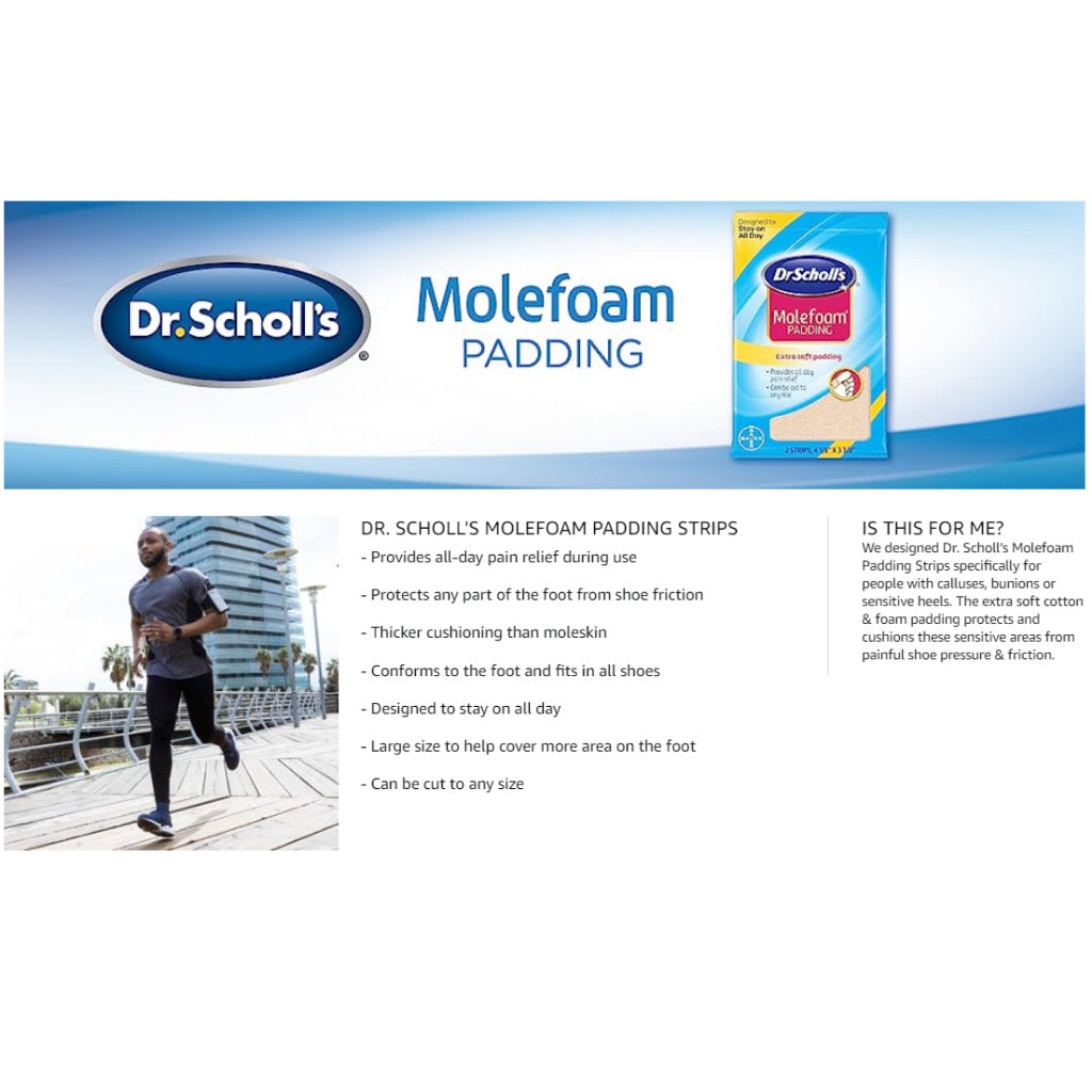☘️Dr. Scholl's Molefoam Padding 4 1/8” x 3 3/8” | all-day relief of painful corns, calluses and tender spots