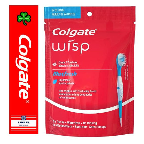 ☘️24ct/pack | Colgate Wisp Max Fresh 24 Disposable Mini Toothbrush | Travel | On the Go