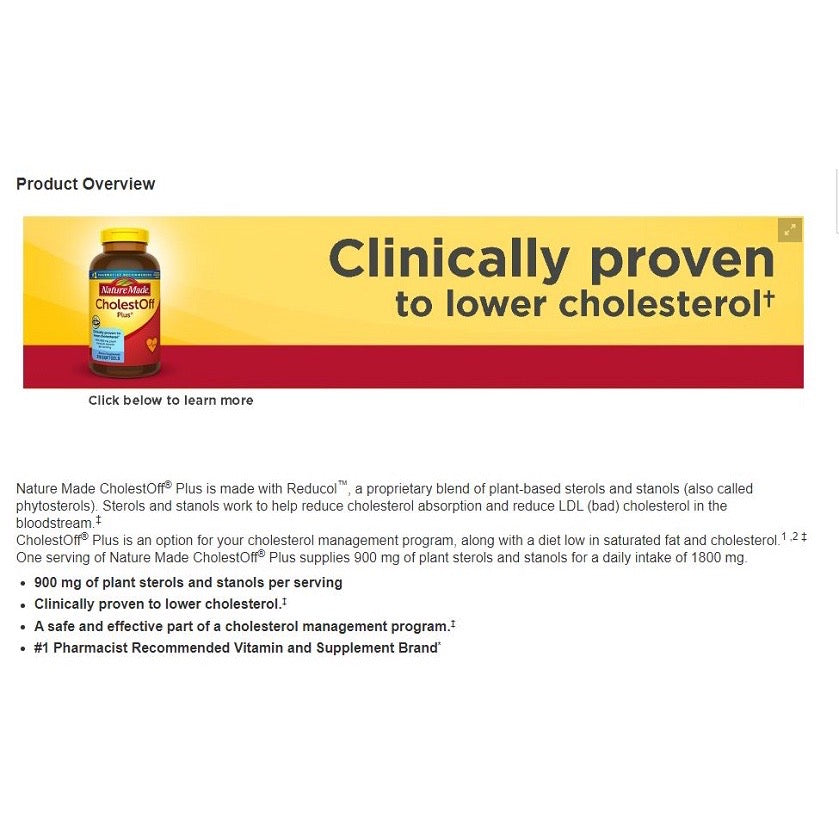 🍀 210 SoftGels Nature Made CholestOFF Plus