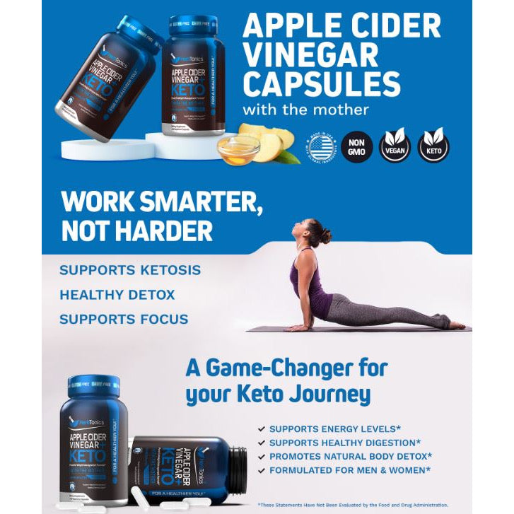 ☘️120 Vege Capsules Herbtonics Apple Cider Vinegar Capsules Plus Keto BHB | Fat Burner & Weight Loss Supplement
