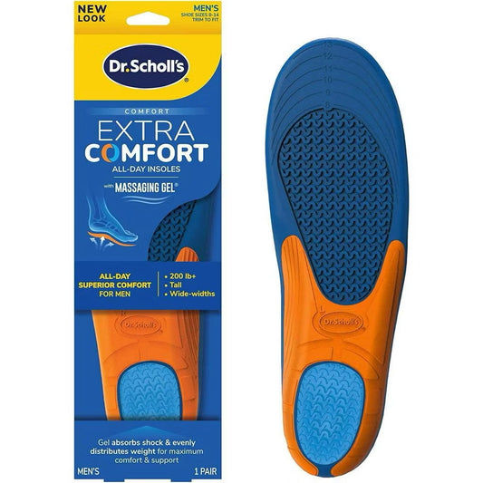 ☘️ Dr. Scholl’s EXTRA COMFORT  Men Massaging Gel Advanced Insoles Superior Shock Absorption and Reinforced Arch