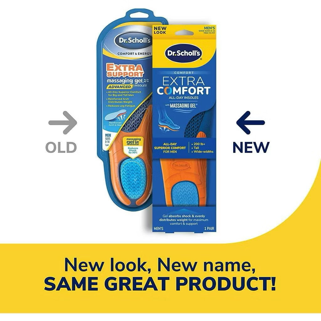 ☘️ Dr. Scholl’s EXTRA COMFORT Men Massaging Gel Advanced Insoles Superior Shock Absorption and Reinforced Arch