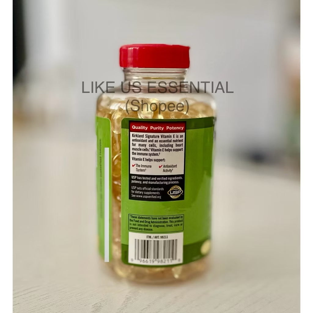 ☘️500 Softgels Kirkland Signature Vitamin E 180 mg.