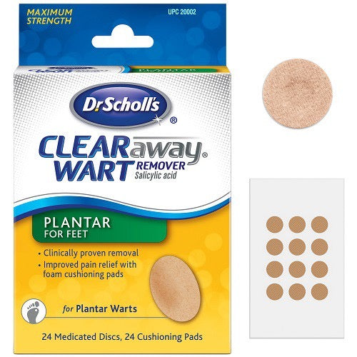 ☘️ 24ct Dr Scholl's Clear Away Wart Remover Medicated Discs & Cushioning Pads for Feet