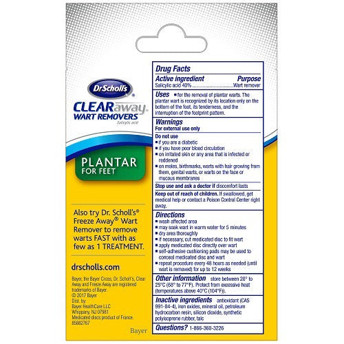 ☘️ 24ct Dr Scholl's Clear Away Wart Remover Medicated Discs & Cushioning Pads for Feet