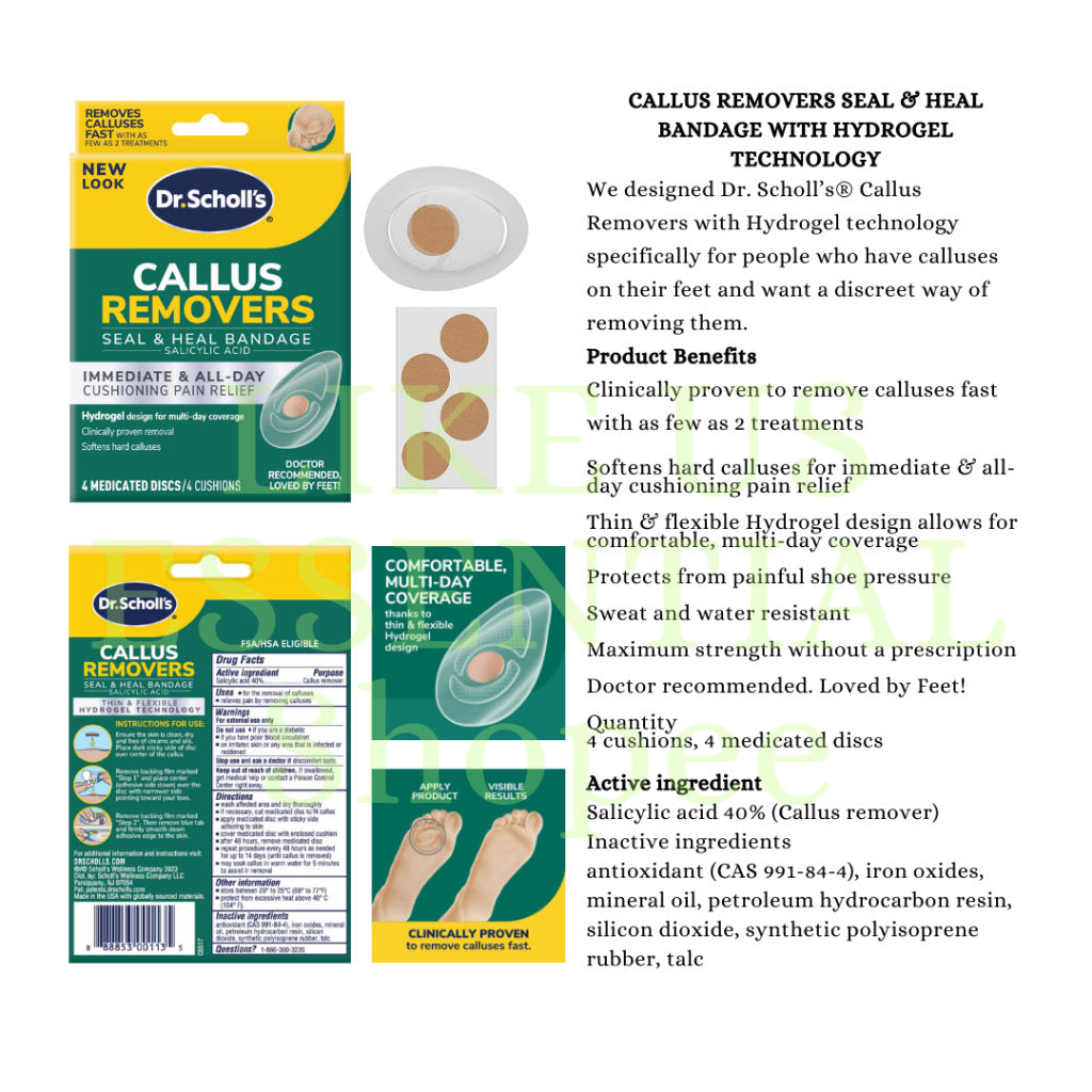 ☘️Dr. Scholl's CALLUS Extra Callus Removers, Extra Thick Pads 4ct | CALLUS Seal & Heal Bandage Hydrogel