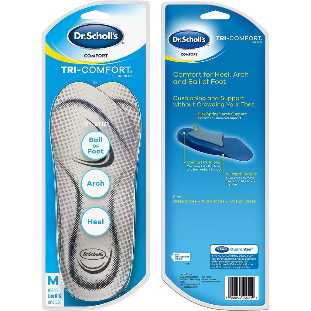 ☘️Dr. Scholl's Tri-Comfort Insoles - for Heel, Arch Support and Ball of Foot Men or Women