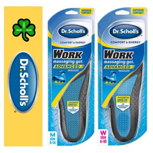 ☘️ Dr. Scholl's WORK Men or Women Massaging Gel Advanced Insoles | All-Day Shock Absorption & Cushioning