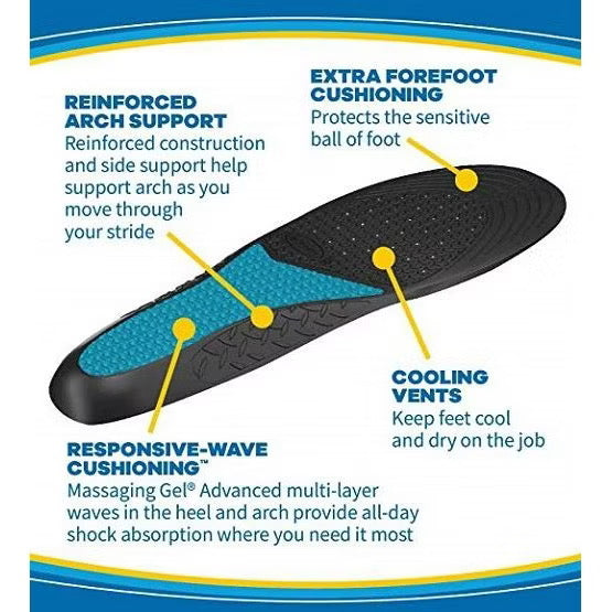 ☘️ Dr. Scholl's WORK Men or Women Massaging Gel Advanced Insoles | All-Day Shock Absorption & Cushioning