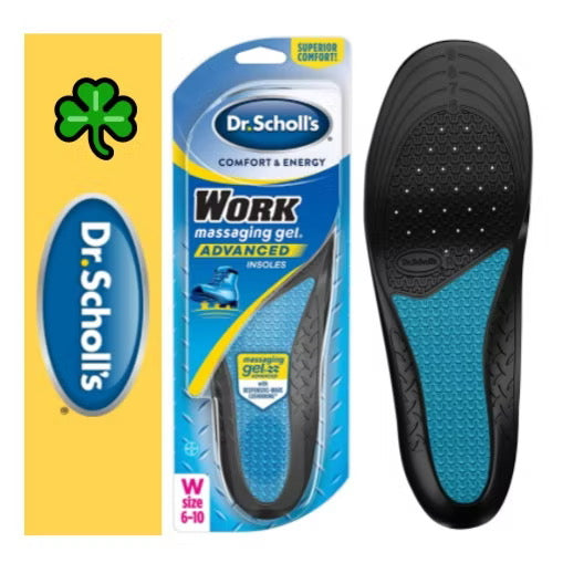 ☘️ Dr. Scholl's WORK Men or Women Massaging Gel Advanced Insoles | All-Day Shock Absorption & Cushioning