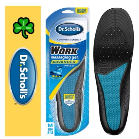 ☘️ Dr. Scholl's WORK Men or Women Massaging Gel Advanced Insoles | All-Day Shock Absorption & Cushioning