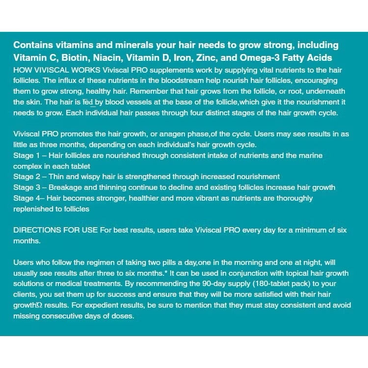 ☘️180 tablets VIVISCAL PRO Professional Hair Growth (UNISEX)