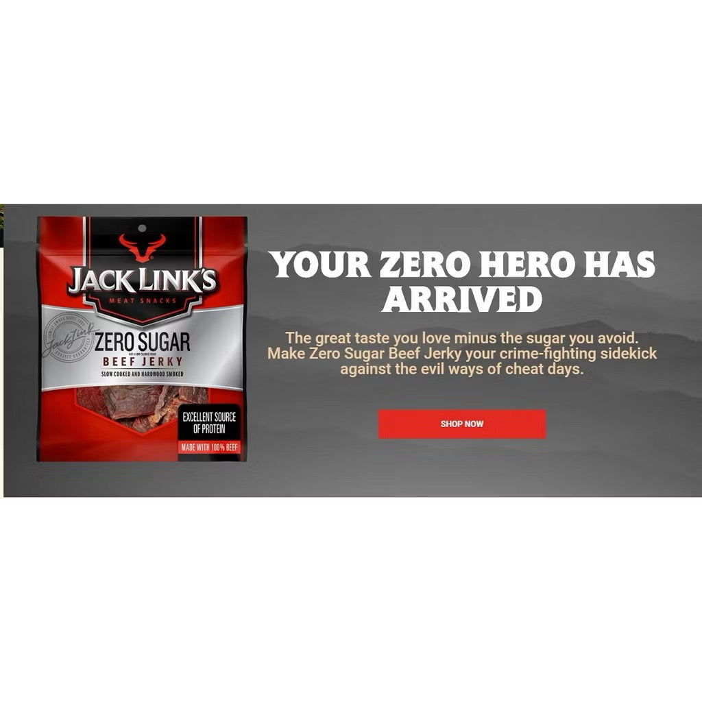 ☘️7.3oz (207g) Jack Link’s Zero Sugar Beef Jerky, Keto Friendly Snacks with No Artificial Sweetener