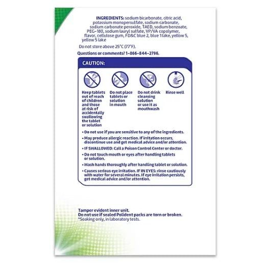 ☘️ Polident 3-Minute Triple-Mint Antibacterial Denture Cleanser, Effervescent Tablets