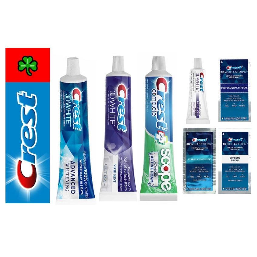 ☘️ Crest 3D Whitestrips & Toothpaste Dental Whitening | Supreme Bright | Pro Effects | 1 Hr Express | Vivid