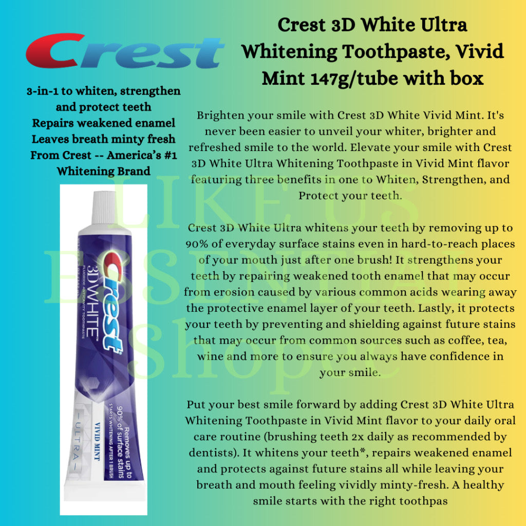 ☘️ Crest 3D Whitestrips  & Toothpaste Dental Whitening | Supreme Bright | Professional Effects | 1 Hours Express | Vivid