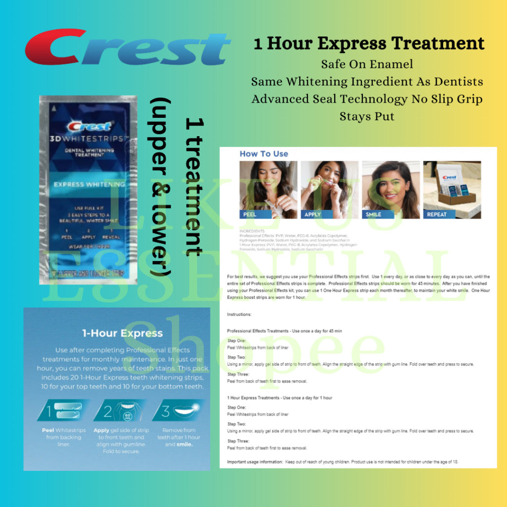 ☘️ Crest 3D Whitestrips  & Toothpaste Dental Whitening | Supreme Bright | Professional Effects | 1 Hours Express | Vivid