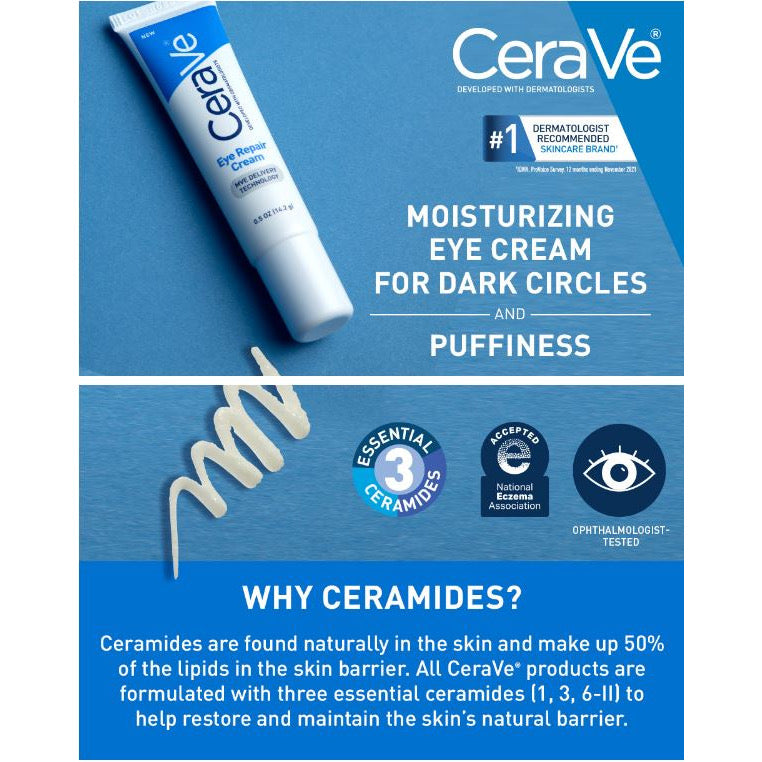 ☘️0.5oz Best B4 04/2026 CeraVe Eye Repair Cream | Under Eye Cream for Dark Circles & Puffiness