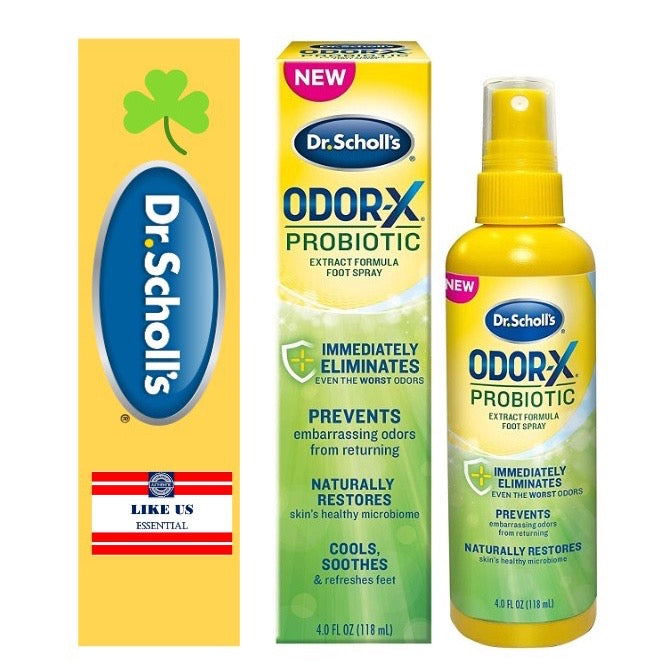 ☘️4oz (118ml) Dr. Scholl's Probiotic Foot Spray | Immediately Eliminates & Prevents Odors from Returning Shoe Deodorizer