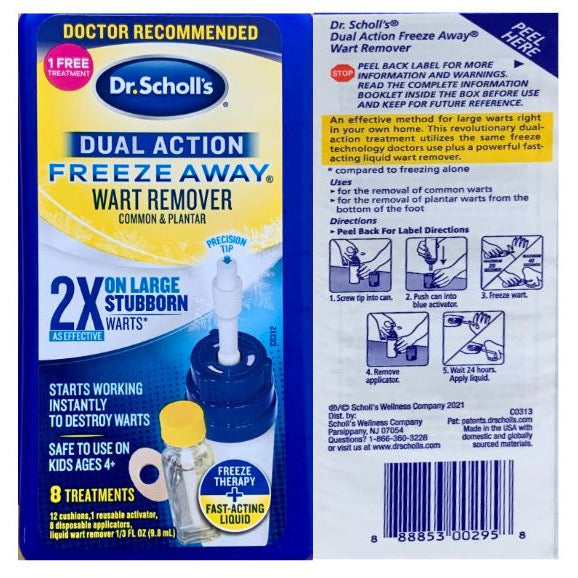 ☘️8 种治疗方法 Dr. Scholl's® Dual Action Freeze Away® WART Remover 适用于患有普通疣和跖疣的人