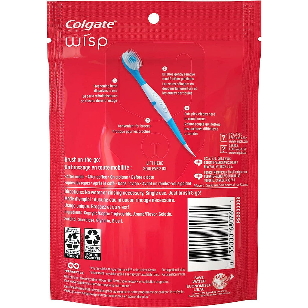 ☘️24ct/pack Exp 02/2026 | Colgate Wisp Max Fresh 24 Disposable Mini Toothbrush | Travel  | On the Go