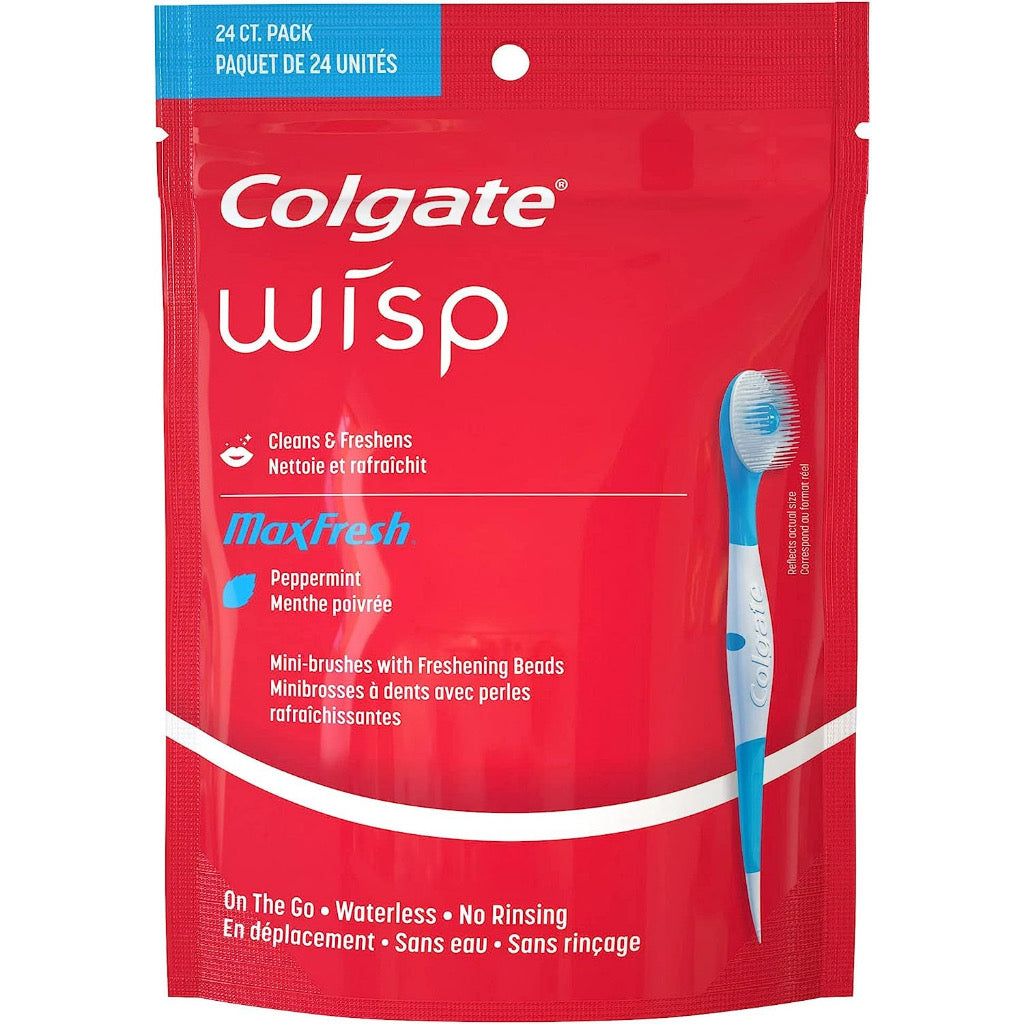 ☘️24ct/pack Exp 02/2026 | Colgate Wisp Max Fresh 24 Disposable Mini Toothbrush | Travel  | On the Go