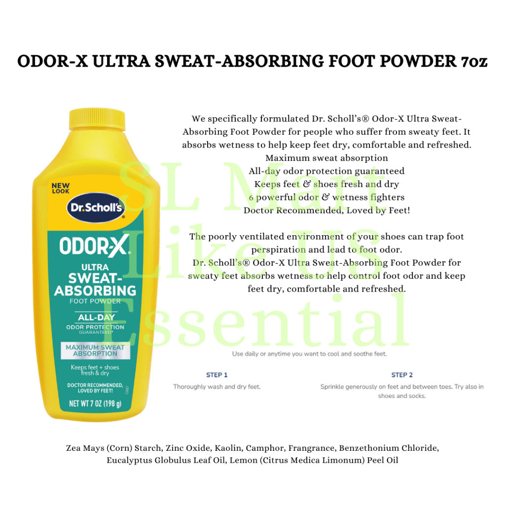 ☘️ Dr. Scholl's Odor-x Sweat Absorbing Instant Cool Athlete's Foot Probiotic Medicated Odor Fighting Powder Spray