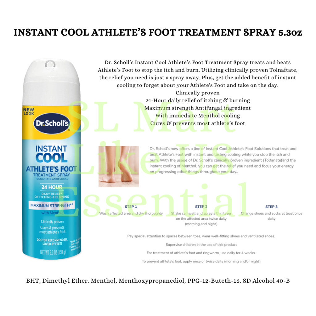 ☘️ Dr. Scholl's Odor-x Sweat Absorbing Instant Cool Athlete's Foot Probiotic Medicated Odor Fighting Powder Spray