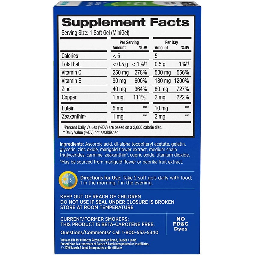 ☘️Exp 02/2026 210ct Soft Gels PreserVision AREDS 2 Vitamin & Mineral Supplement for eyes, Packaging May Vary