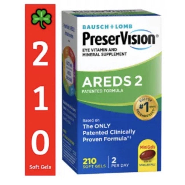 ☘️Exp 02/2026 210ct Soft Gels PreserVision AREDS 2 Vitamin & Mineral Supplement for eyes, Packaging May Vary