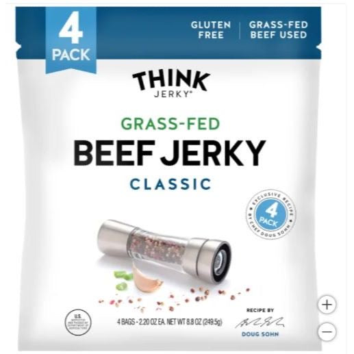 ☘️2.2oz (62.4g) Best B4 10/2025 Think Jerky Beef Jerky, Classic, Delicious Chef Crafted Jerky, Grass-Fed BeefJerky