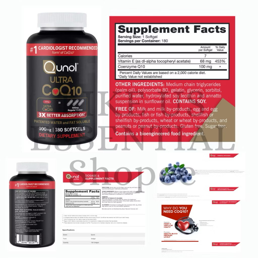 ☘️CoQ10  Qunol Ultra 100mg | Qunol Mega Ubiquinol 100mg | Kirkland Signature 300mg | Blood Pressure & Heart