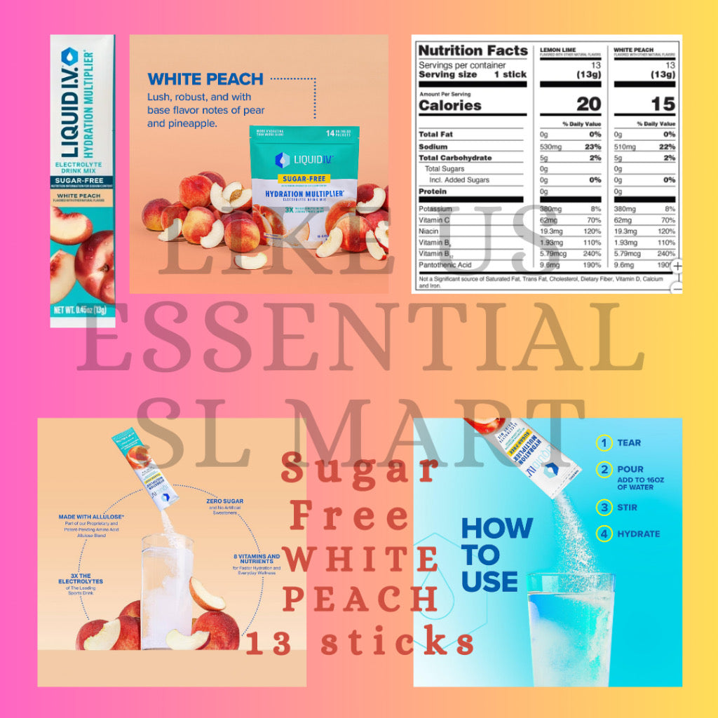 ☘️Liquid I.V.  IV Hydration Multiplier PLUS Immune Mocktail Tangerine Strawberry Cherry Lemon Pineapple Sugar Free Peach
