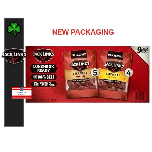 ☘️9x1.25 盎司（9x35.4 克）最佳 B4 12/2025 JACK LINK'S 牛肉干多种包装包括 5 种原味和 4 种照烧味