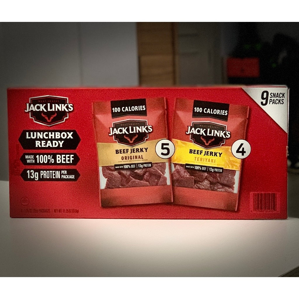 ☘️9x1.25oz (9x35.4g) Best B4 12/2025 JACK LINK'S BEEF JERKY VARIETY PACKS INCLUDES 5 ORIGINALS & 4 TERIYAKI