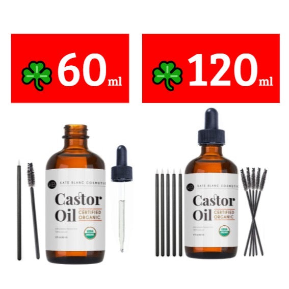 ☘️100% Pure Castor Oil Kate Blanc’s Organic, Stimulate Growth for Eyelashes, Eyebrows, & Hair. Skin Moisturizer & Oil