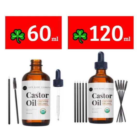 ☘️100% Pure Castor Oil Kate Blanc’s Organic, Stimulate Growth for Eyelashes, Eyebrows, & Hair. Skin Moisturizer & Oil