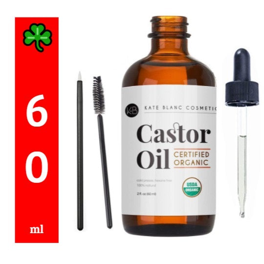 ☘️100% Pure Castor Oil Kate Blanc’s Organic, Stimulate Growth for Eyelashes, Eyebrows, & Hair. Skin Moisturizer & Oil