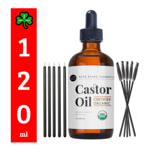 ☘️100% Pure Castor Oil Kate Blanc’s Organic, Stimulate Growth for Eyelashes, Eyebrows, & Hair. Skin Moisturizer & Oil