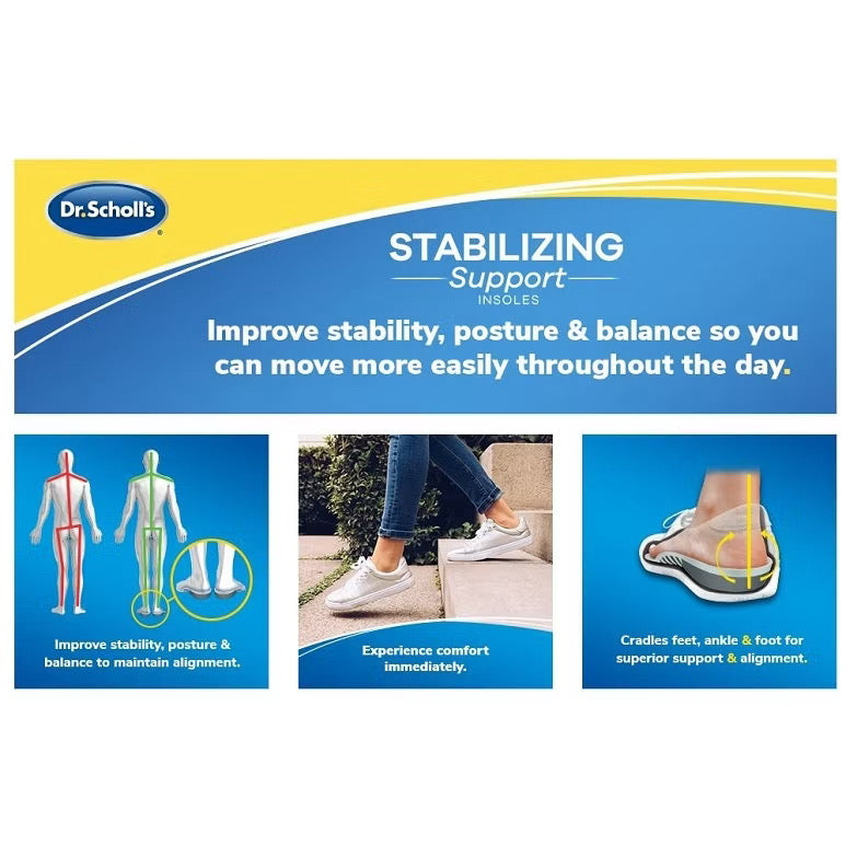 ☘️Dr. Scholl’s Men 8-14 /Women 6-10 Stabilizing Support Insole with Motion Control Insoles, Improves Posture,Arch Support and Balance