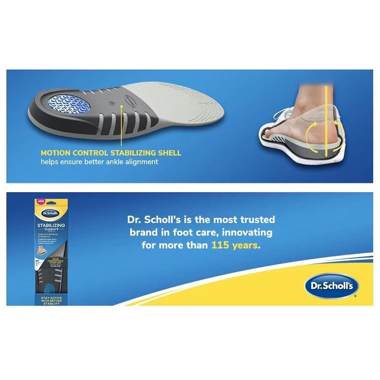 ☘️Dr. Scholl’s Men 8-14 /Women 6-10 Stabilizing Support Insole with Motion Control Insoles, Improves Posture,Arch Support and Balance