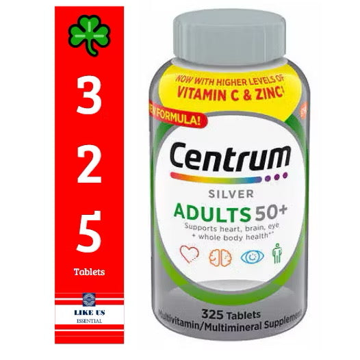 ☘️ 325 Tablets EXP 04/2026  Centrum  Silver Adults 50+ Multivitamin--Direct Imported From U.S.A