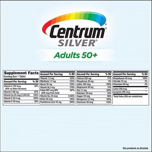 ☘️ 325 Tablets EXP 04/2026  Centrum  Silver Adults 50+ Multivitamin--Direct Imported From U.S.A