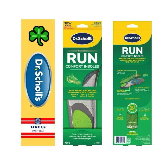 ☘️Dr. Scholl's Run Active Comfort 鞋垫男款 8-14、10.5 - 14 | 女款 5.5-9 有助于缓解和预防跑步者膝盖、小腿疼痛