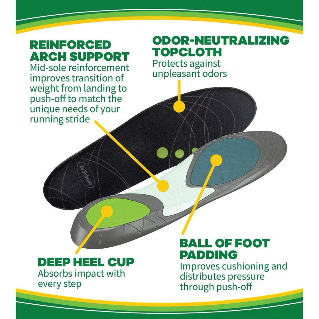 ☘️Dr. Scholl’s Run Active Comfort Insoles Men 8-14, 10.5 - 14 | Women 5.5-9 helps relieve and prevent pain from runner’s knee, shin