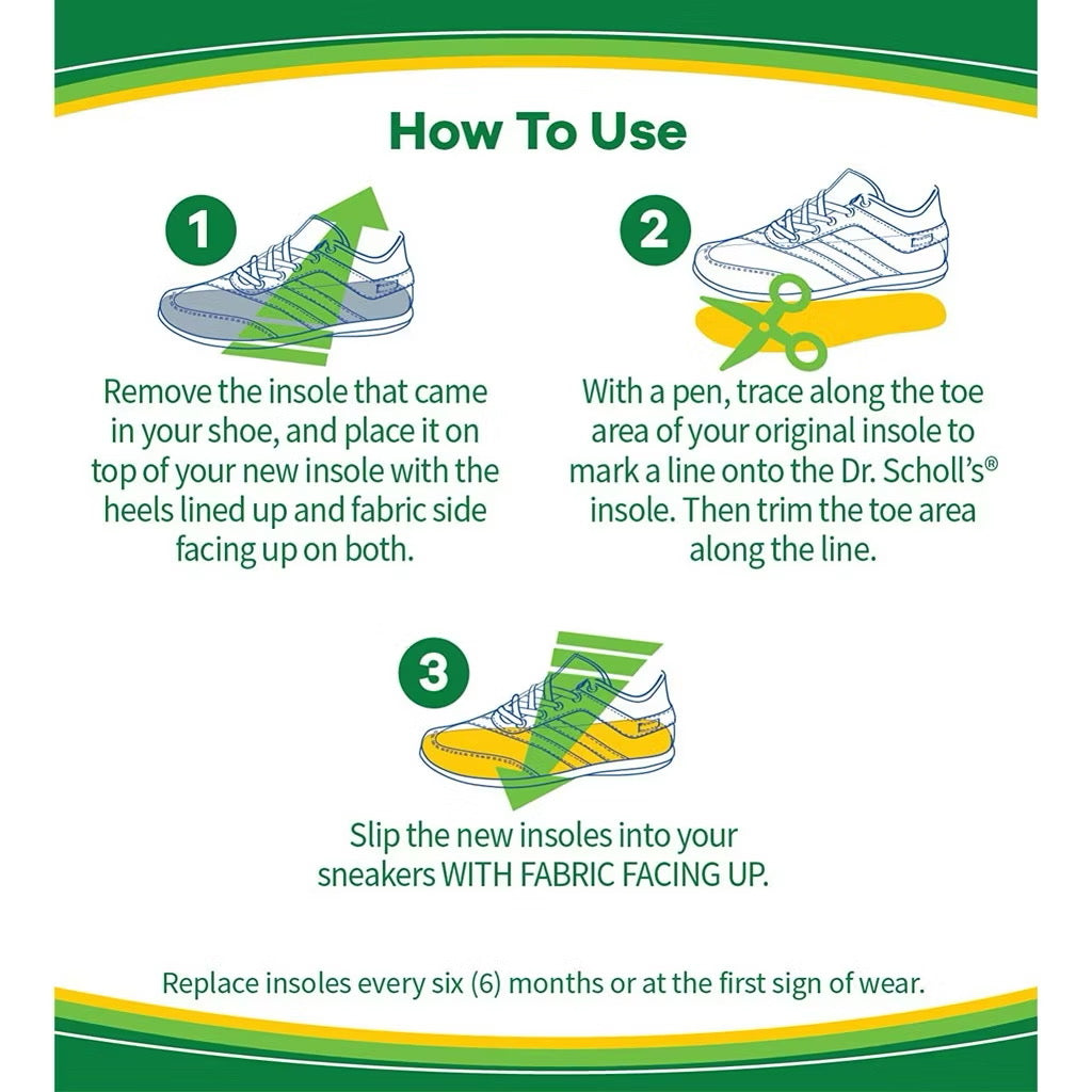 ☘️Dr. Scholl’s Run Active Comfort Insoles Men 8-14, 10.5 - 14 | Women 5.5-9 helps relieve and prevent pain from runner’s knee, shin