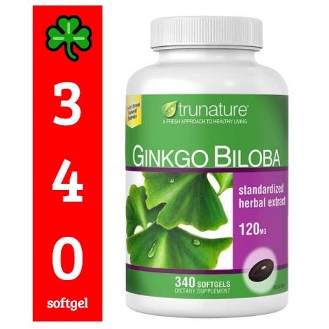 ☘️340 Softgels EXP 09/2025 trunature Ginkgo Biloba,  NO ARTIFICIAL FLAVOR * NO GLUTEN Color From Natural Sources