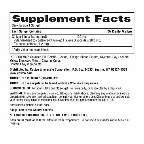 ☘️340 Softgels EXP 09/2025 trunature Ginkgo Biloba,  NO ARTIFICIAL FLAVOR * NO GLUTEN Color From Natural Sources